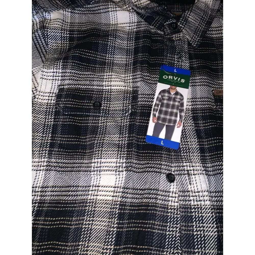 Orvis Men’s Plaid Flannel Shirt Gray Size L - Picture 4 of 7